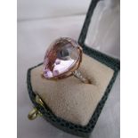 Rose gold faceted amethyst diamond set ring