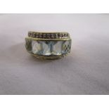 Gold blue topaz & diamond set ring