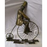 Brass Folk art sculpture - Man on penny farthing