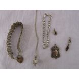 Small collection of silver jewellery to include hallmarked fob