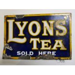 Enamel 'Lyons Tea' double sided sign - 31cm x 20cm