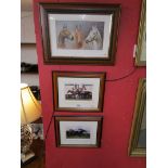 Pair of L/E signed racing prints & another