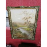 Watercolour in gilt frame - River scene