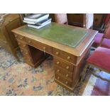 Small Victorian oak pedestal desk