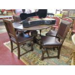 Extending oak table & 5 chairs