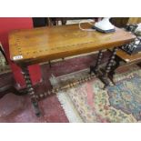 Victorian walnut inlaid & bobbin turned side table