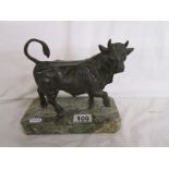 Bronze - Bull on marble plinth