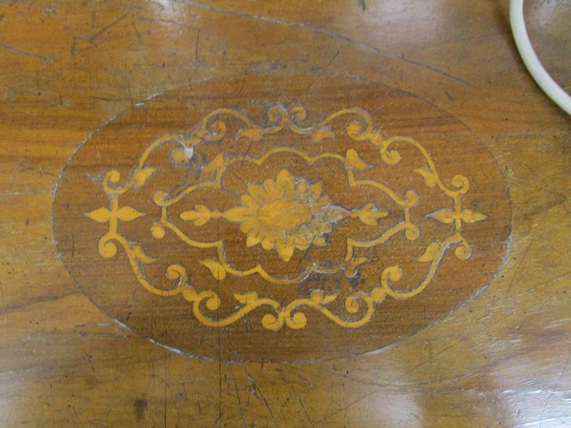 Victorian walnut inlaid & bobbin turned side table - Bild 7 aus 8