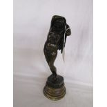 Bronze on marble base - Nude lady (H: 29cm)