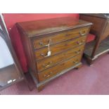 Small & early mahogany chest of 4 drawers on bracket feet - H: 78cm W: 79cm D: 42cm