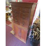 Mid century 12 drawer Dutch filing cabinet - H: 177cm W: 84cm D: 48cm