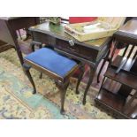 Leather top writing desk & stool on cabriole legs