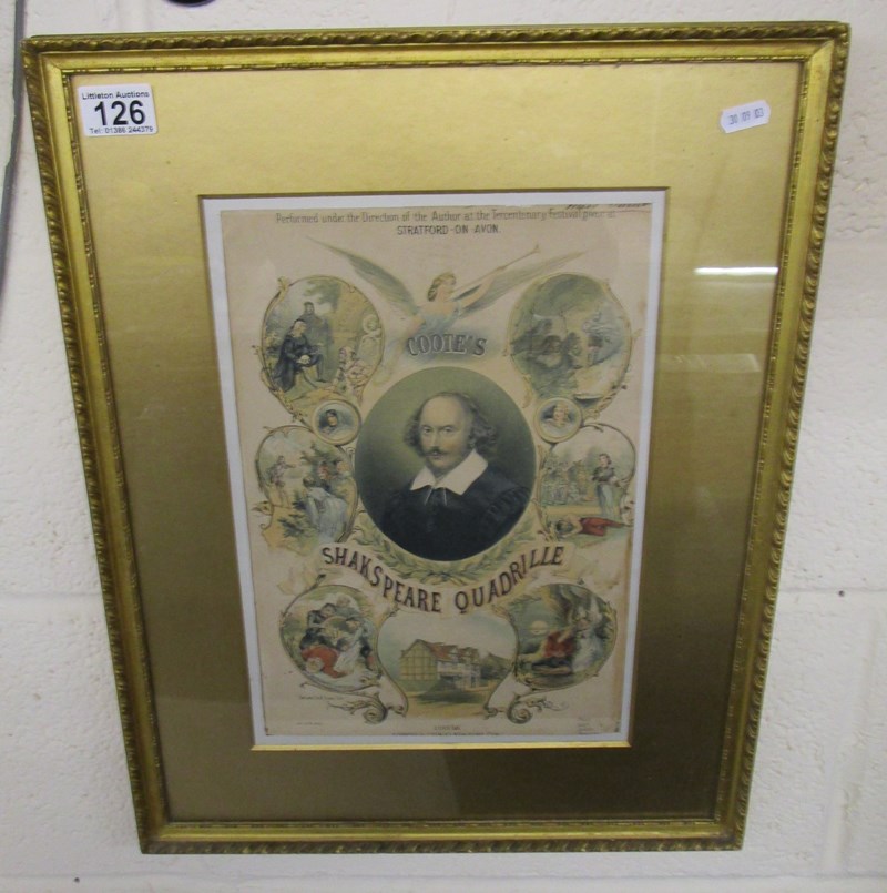 Early Shakespeare sheet music poster - Tercentenary 1864