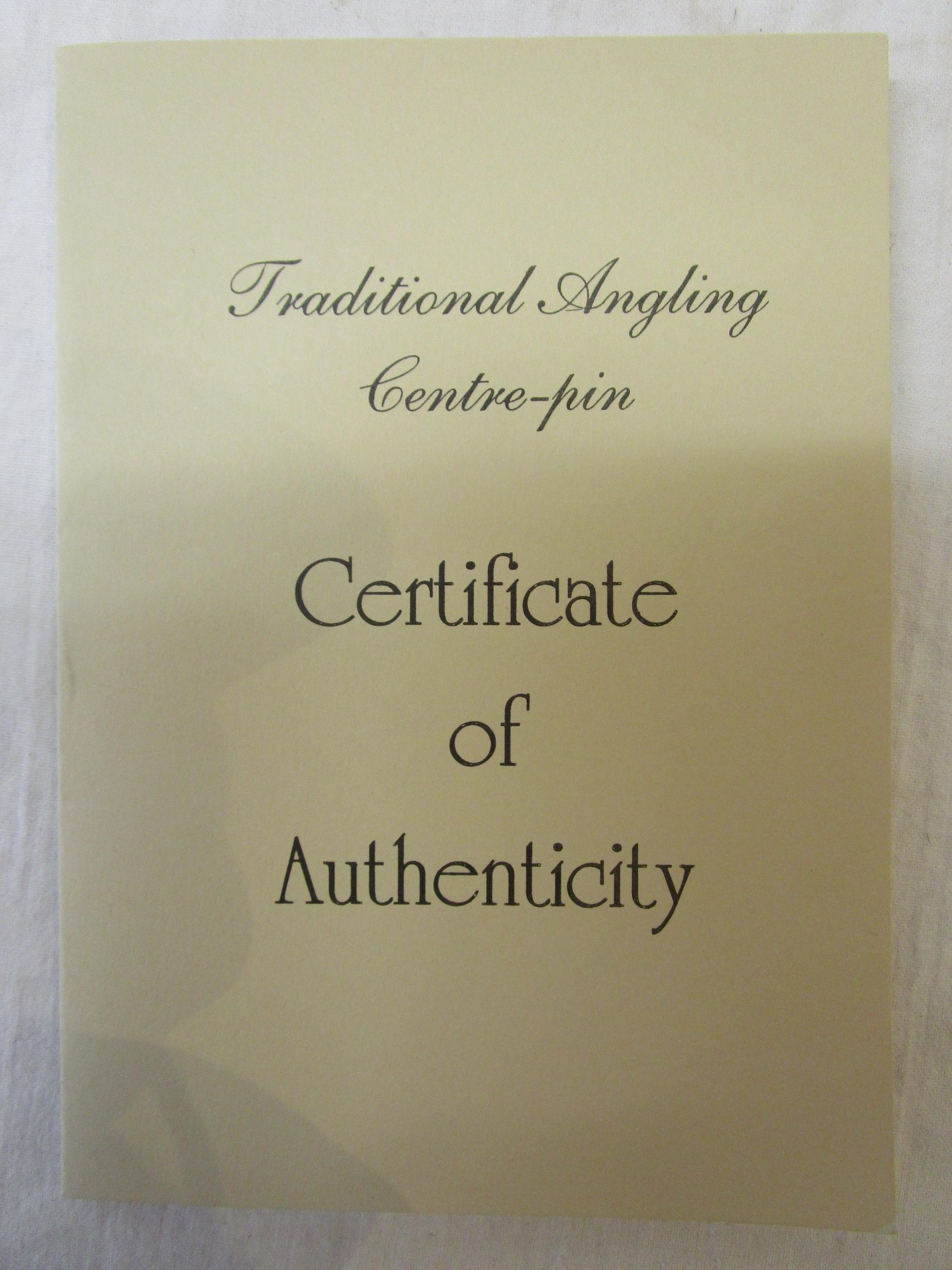 Richard Carter Traditional Angling handcrafted 'centre pin' reel with certificate of authenticity - Image 10 of 10