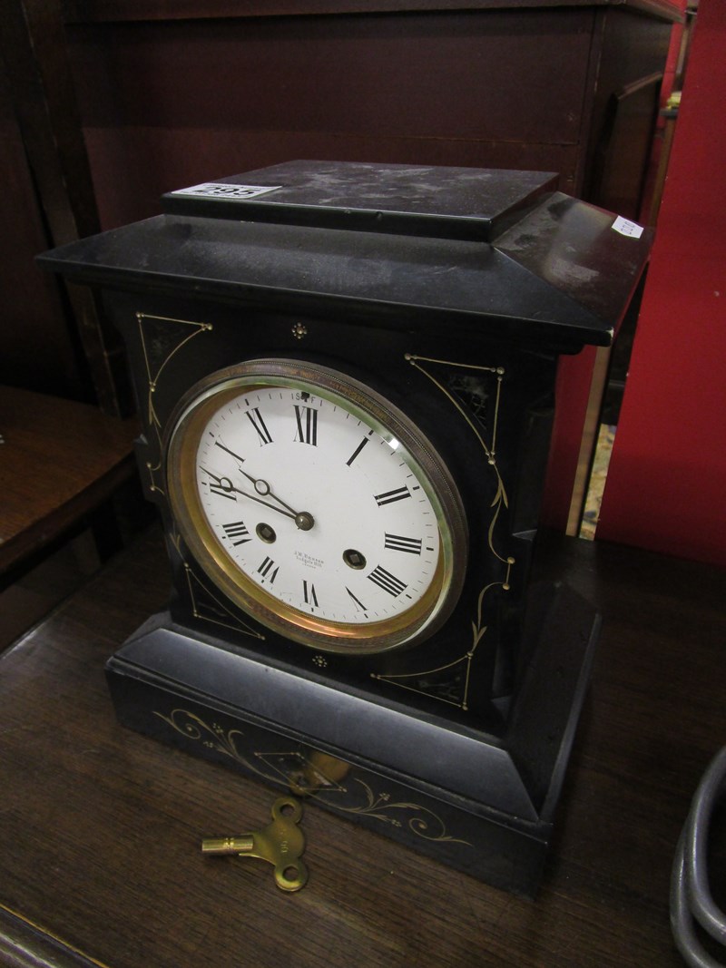 Slate mantle clock by J W Benson of London - Working