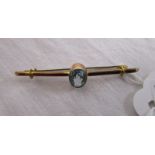 Gold aquamarine bar brooch