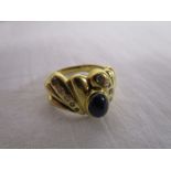 18ct gold cabochon sapphire & diamond ring