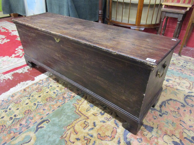 Long antique stained pine coffer