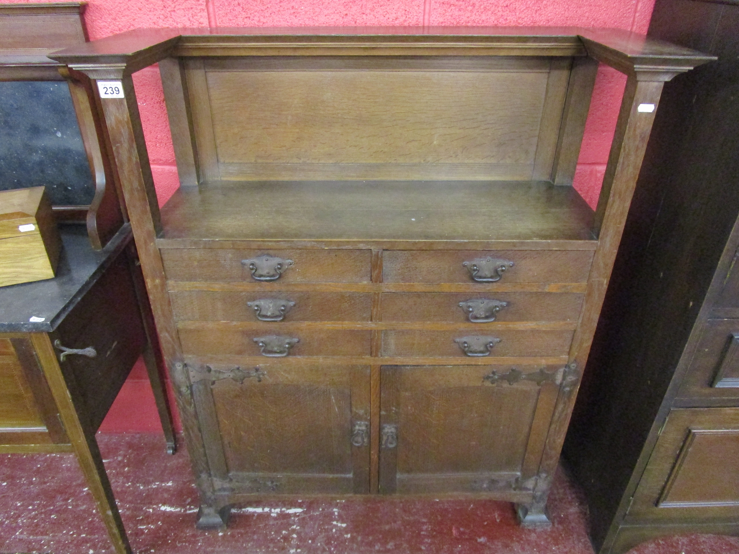 Interesting Arts & Crafts oak cabinet in the style of Charles Robert Ashbee (Guild and School of - Image 13 of 13