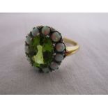 15ct gold peridot & opal cluster ring