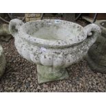 Stone urn plater with handles