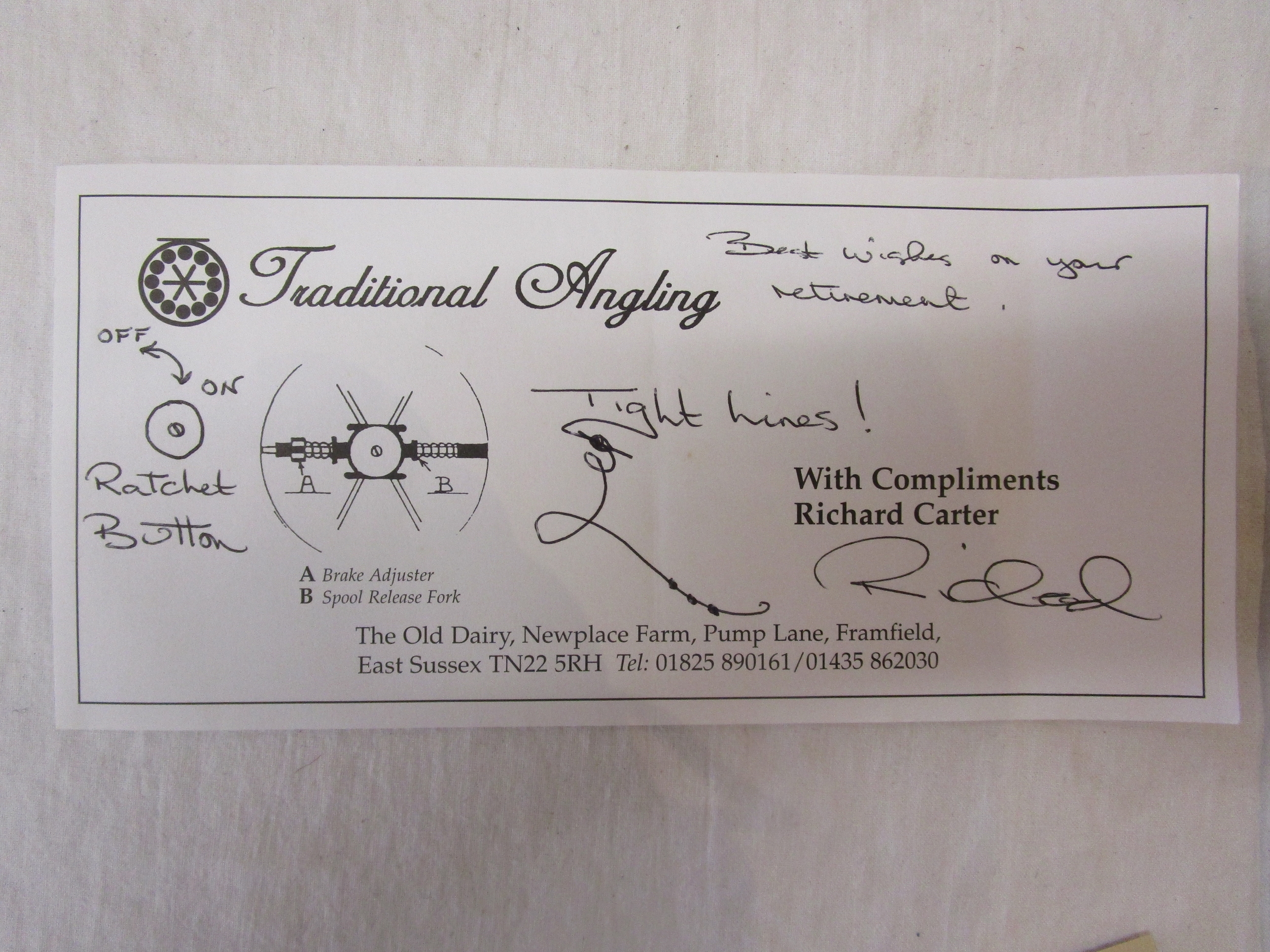 Richard Carter Traditional Angling handcrafted 'centre pin' reel with certificate of authenticity - Image 8 of 10