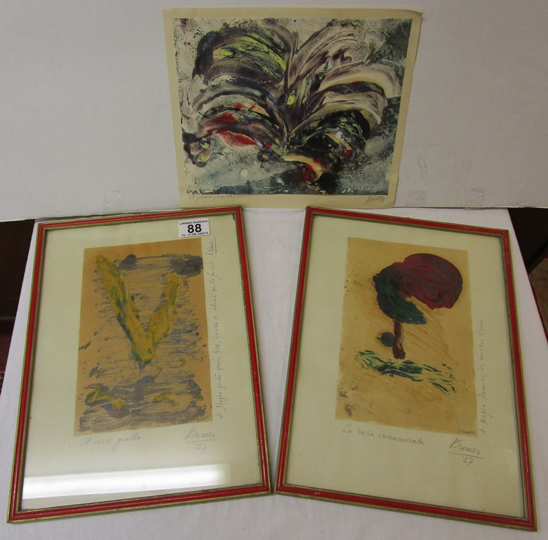 3 Italian Futurist Movement watercolour/oils by Cristoforo Mercati aka "Krimer"