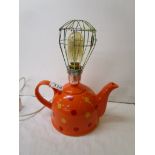 Unusual teapot lamp in working order