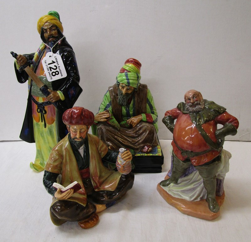 4 Royal Doulton figures - Bluebeard HN2015, Omar Khayyam HN2247, Cobbler HN1706 & Falstaff HN2054