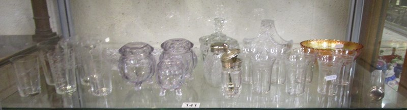 Shelf of glassware