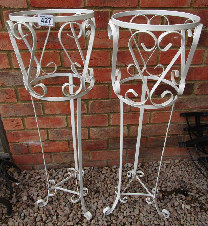 Pair of painted wrought iron pot stands