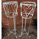 Pair of painted wrought iron pot stands