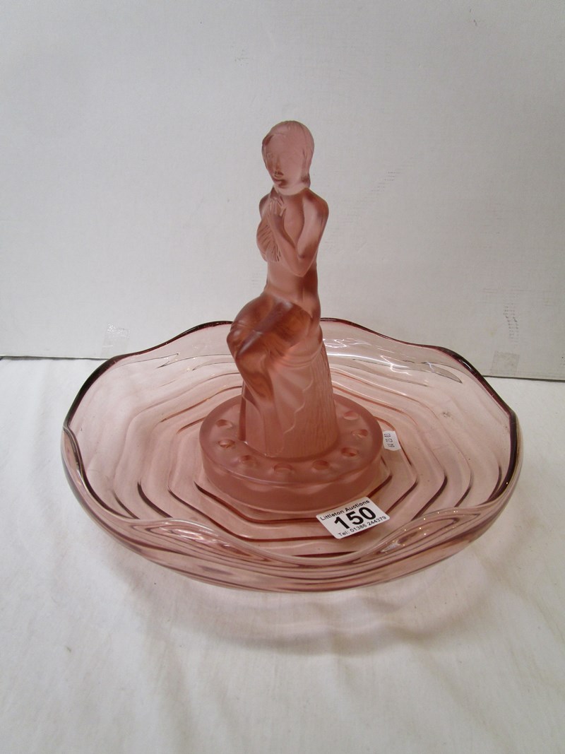 Moulded glass lady figure in bowl