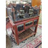 Oriental antique lacquered & galleried desk table
