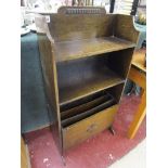 Oak bookcase with tilting magazine rack