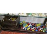 Shelf of toys to include Corgi, Dinky & Tootsie Toy (whole shelf)