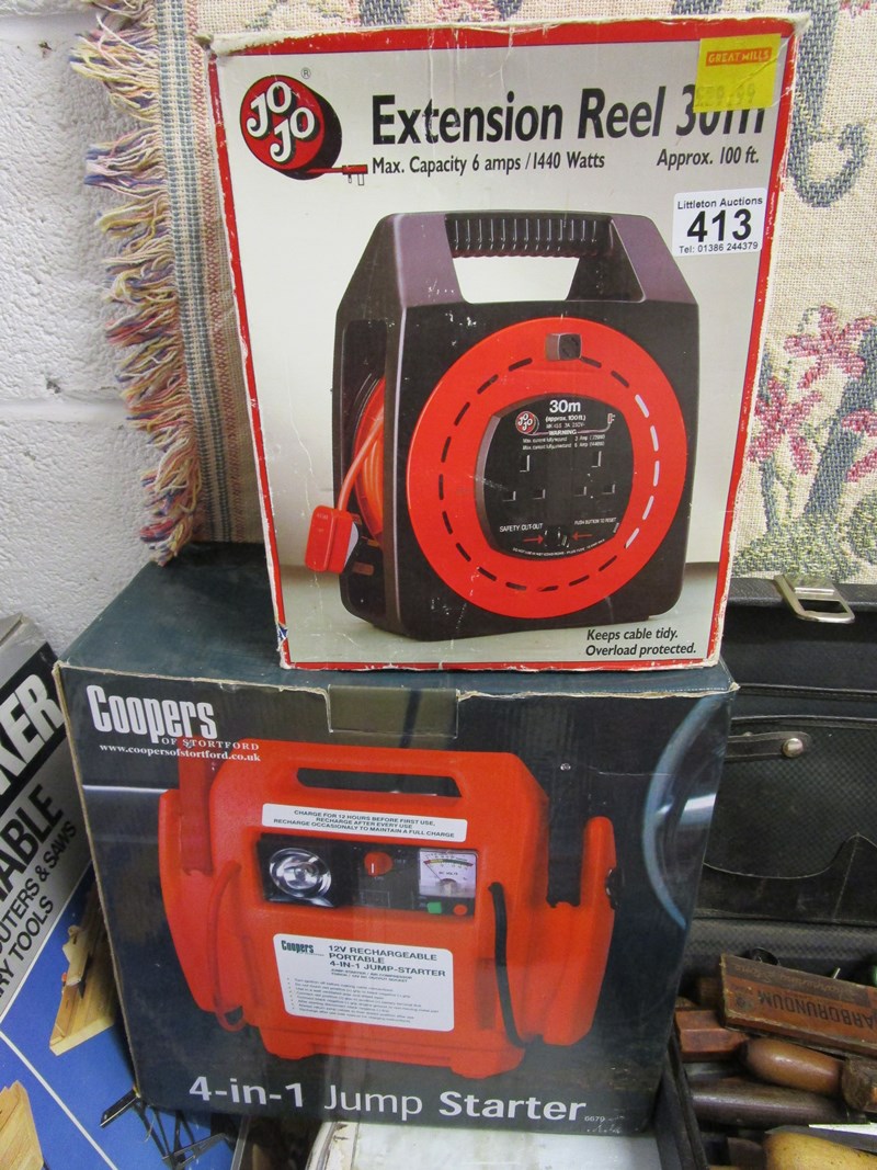 4 in one jump starter & extension reel both boxed