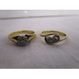 18ct gold diamond solitaire ring together with 18ct gold 2 stone diamond twist ring