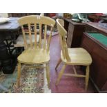 Pair of slat-back kitchen chairs