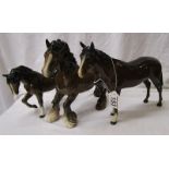 3 Beswick horses