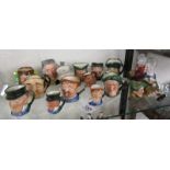 Collection of miniature Toby jugs mostly Royal Doulton