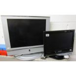 2 small flat screen TV's - 1 with wall bracket and 1 with DVD player - Both working
