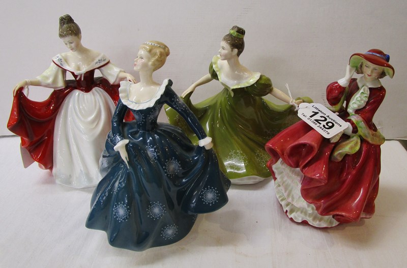Collection of Royal Doulton figurines HN2329, HN1834, HN2265 & HN2334