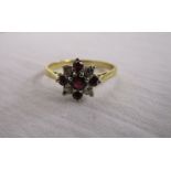 18ct gold ruby & diamond cluster ring