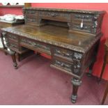 Antique carved oak desk