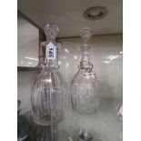 2 glass decanters