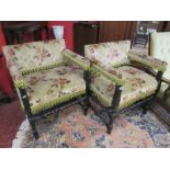 Pair of antique Jacobean style armchairs