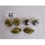 3 pairs of signed vintage designer clip on earrings to include Margherita Buonnano