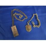 Large silver ingot on chain & pendant on chain