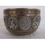 Copper & silver mounted Indian bowl (20cm wide x 12½cm tall)